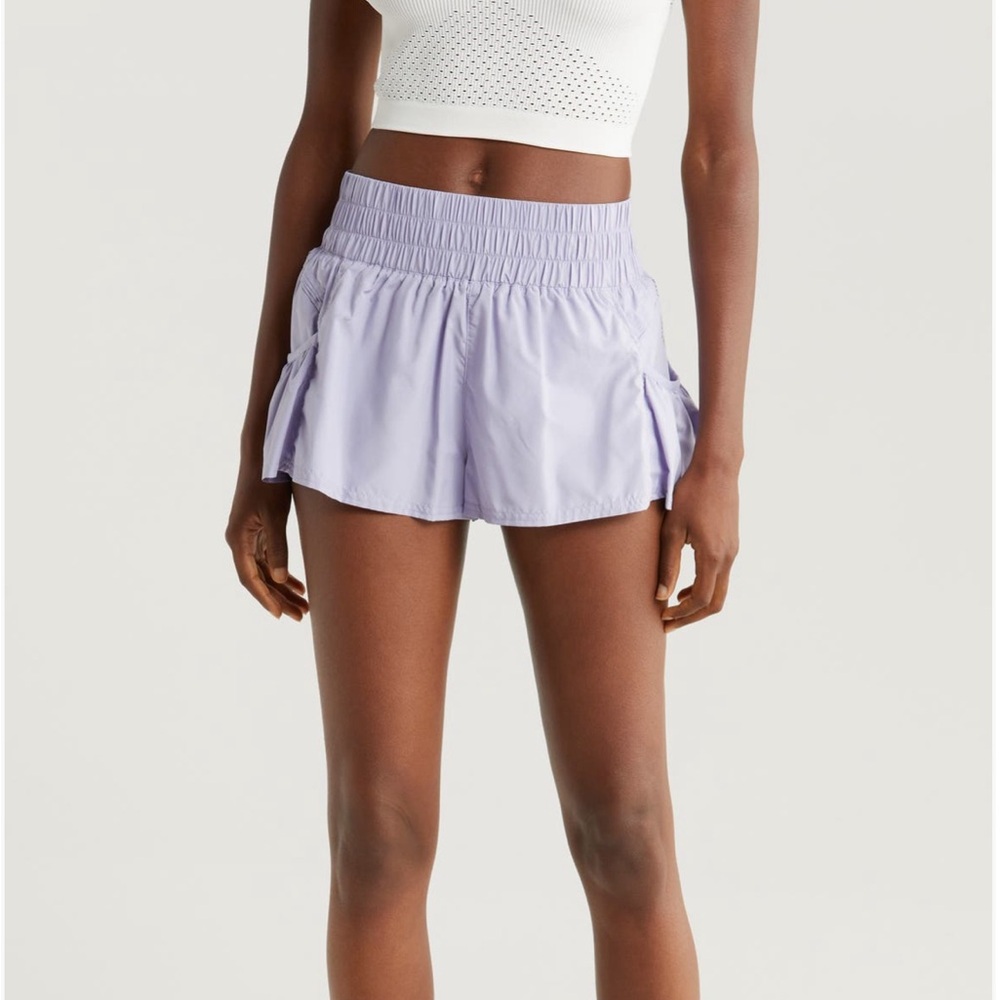 Free People Lavender Smocked Waist Athletic Shorts